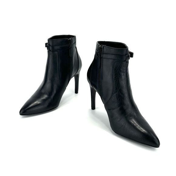 COLE HAAN GRAND.OS BLACK LEATHER POINTY TOE STILETTO HEEL SHORT BOOTS/BOOTIES🆕 - Picture 5 of 16